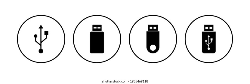Usb icon set. Flash disk icon vector
