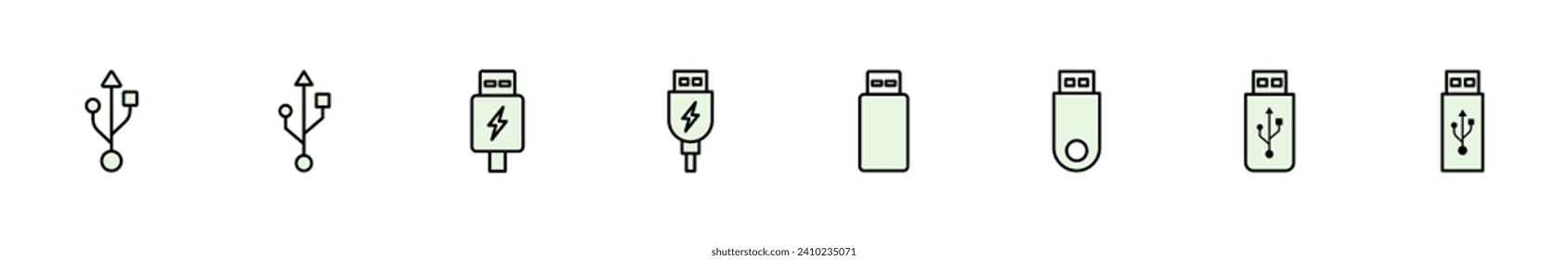 Usb icon set. Flash disk icon vector