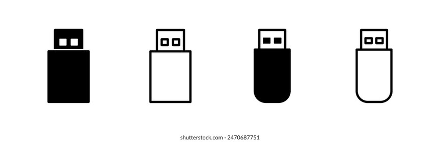 Usb icon set. Flash disk icon vector