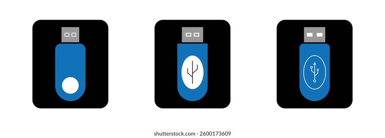Usb icon set. Flash disk sign and symbol. Flash drive sign. Eps 10.