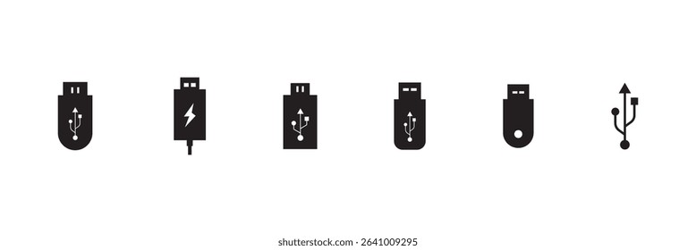Usb icon set. Flash disk sign and symbol. flash drive sign. vector illustration.