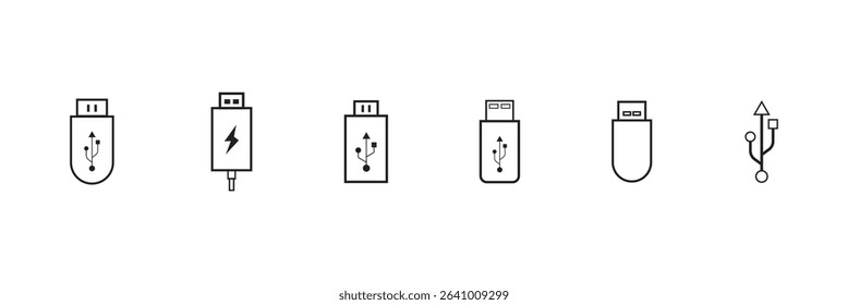 Usb icon set. Flash disk sign and symbol. flash drive sign. vector illustration.