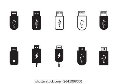 Usb icon set. Flash disk sign and symbol. flash drive sign. vector illustration.