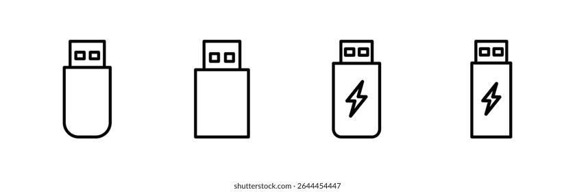 Conjunto de ícones Usb. Vetor de ícone de disco Flash