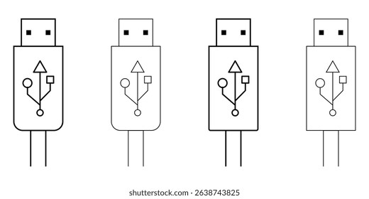 USB icon set, USB flash drive symbol.  usb flash drive vector icon.