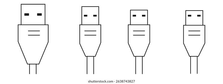USB icon set, USB flash drive symbol.  usb flash drive vector icon.