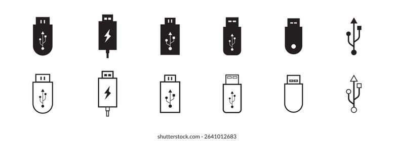 USB icon set, Usb flash drive symbol. Usb stick icon simple vector symbol. vector illustration.