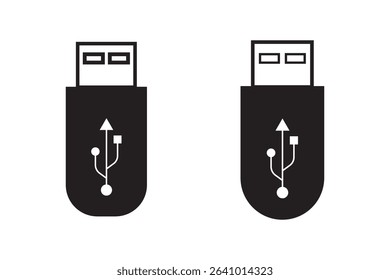 USB icon set, Usb flash drive symbol. Universal USB sign png and vector illustration on white background