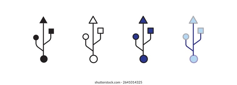 USB icon set, Usb flash drive symbol. Universal USB sign png and vector illustration on white background