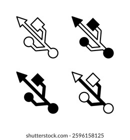 usb icon set flat vecktor trendy popular simple