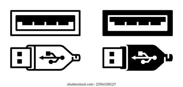usb icon set flat vecktor trendy popular simple