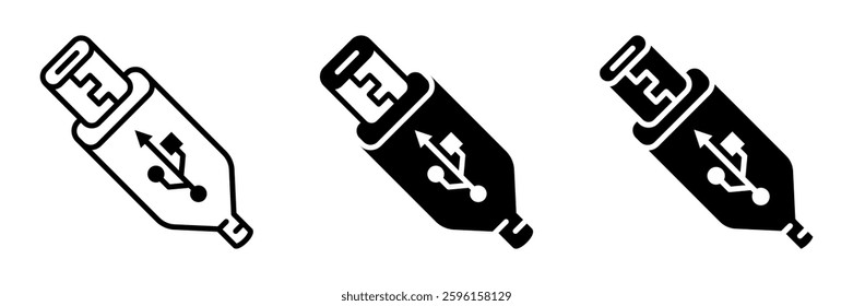 usb icon set flat vecktor trendy popular simple