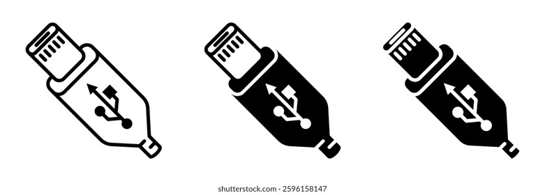 usb icon set flat vecktor trendy popular simple
