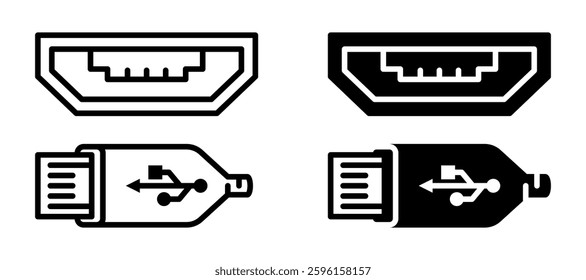 usb icon set flat vecktor trendy popular simple