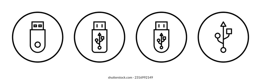 Usb icon set illustration. Flash disk sign and symbol. flash drive sign.