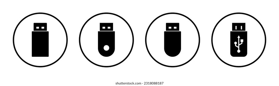 Ilustración del conjunto de iconos Usb. Signo y símbolo del disco flash. signo de unidad flash.