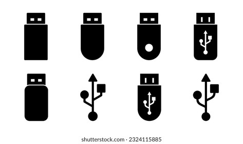 Usb icon set illustration. Flash disk sign and symbol. flash drive sign.