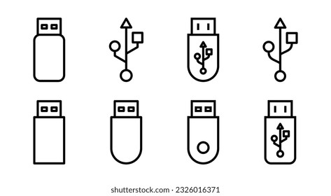Usb icon set illustration. Flash disk sign and symbol. flash drive sign.