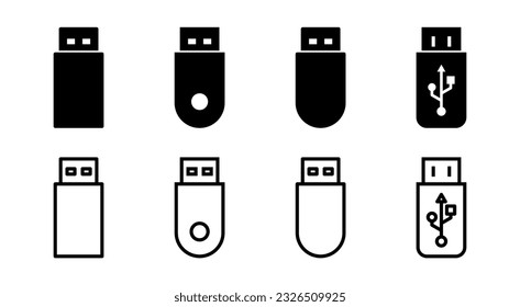 Usb icon set illustration. Flash disk sign and symbol. flash drive sign.