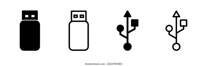 Usb Icon Set Illustration. Flash-Disk-Zeichen und -Symbol. Schild mit Flash-Laufwerk.