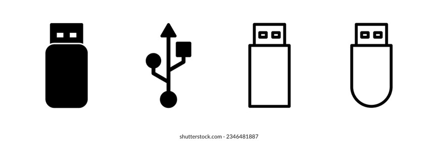 Ilustración del conjunto de iconos Usb. Signo y símbolo del disco flash. signo de unidad flash.