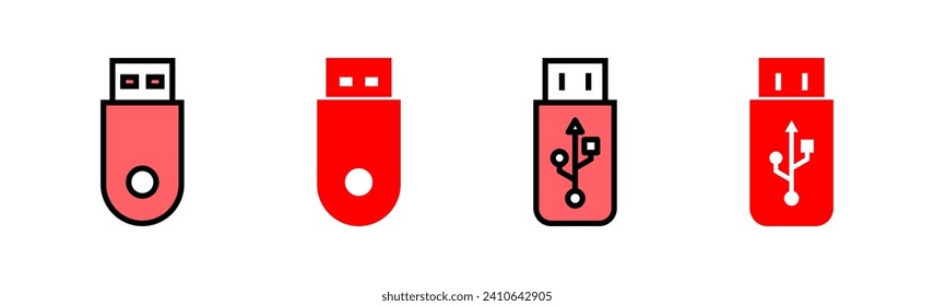 Ilustración del conjunto de iconos Usb. Signo y símbolo del disco flash. signo de unidad flash.