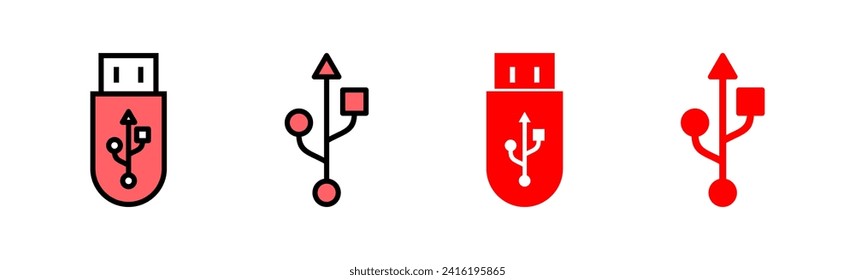 Usb Icon Set Illustration. Flash-Disk-Zeichen und -Symbol. Schild mit Flash-Laufwerk.