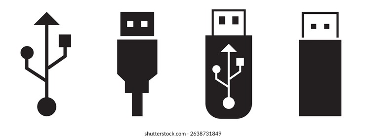 Usb icon set illustration. Flash disk sign and symbol. flash drive sign.