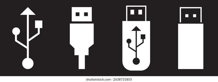 Usb icon set illustration. Flash disk sign and symbol. flash drive sign.
