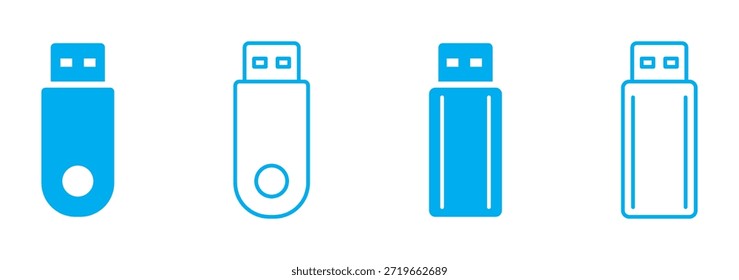 USB-Symbolsatz-Illustration. Flash-Laufwerkszeichen und -symbol. Flash-Laufwerkszeichen. USB-Kabel flach einfache Vektorsymbol Illustration.