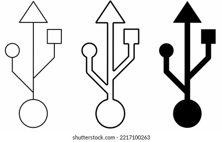 conjunto de iconos usb aislado en fondo blanco