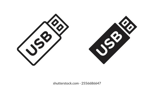Usb icon set in Thin line black color.