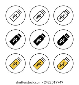 Usb icon set vector. Flash disk sign and symbol. flash drive sign.