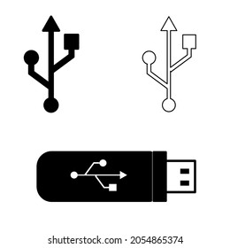 USB icon set, vector of flashdrive, flashdisk symbol