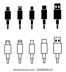 Conjunto de ícones USB. Ilustração vetorial.