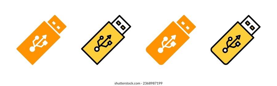 Usb-Icon-Set für Web- und Mobile-App. Flash-Disk-Zeichen und -Symbol. Schild mit Flash-Laufwerk.