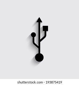 usb icon with shadow on a grey background