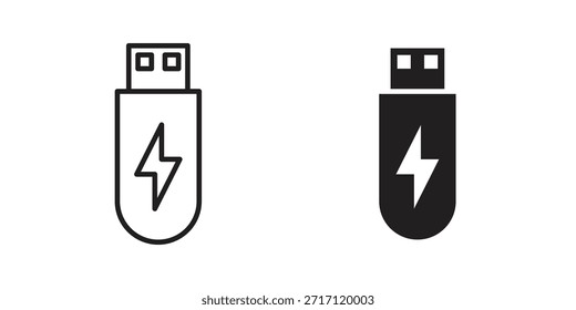 USB-Symbol Silhouette Vektorgrafiken. Bearbeitbare Striche