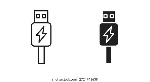 Vetores simples de ícone USB em preto, adequado para projetos