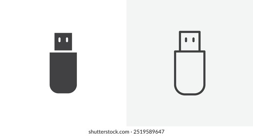 USB icon. solid filled and stroke thin line style eps 10