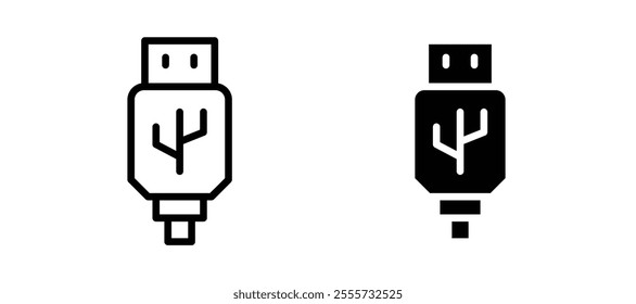 Usb icon symbol collection on white background.