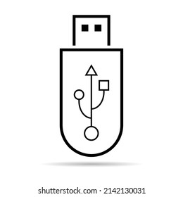 USB icon technology with shadow, connect device sign, electronic portable symbol ,vector illustration media .