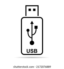 USB icon technology with shadow, connect device sign, electronic portable symbol ,vector illustration media .