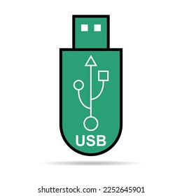 Tecnología de iconos USB con sombra, signo de dispositivo de conexión, símbolo electrónico portátil, medio de ilustración vectorial.