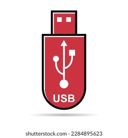USB icon technology with shadow, connect device sign, electronic portable symbol ,vector illustration media .
