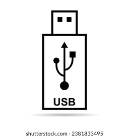 Tecnología de iconos USB con sombra, signo de dispositivo de conexión, símbolo electrónico portátil, medio de ilustración vectorial.