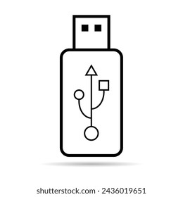 Tecnología del icono del USB con la sombra, signo del dispositivo de la conexión, símbolo portátil electrónico, medio de ilustración vectorial .