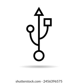 USB-Icon-Technologie mit Schatten, Anschluss-Gerätezeichen, elektronisches tragbares Symbol, Vektorillustration-Medien.