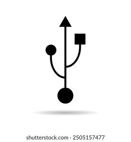 USB icon technology with shadow, connect device sign, electronic portable symbol ,vector illustration media .