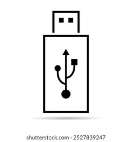 Tecnologia de ícone USB com sombra, sinal de dispositivo de conexão, símbolo eletrônico portátil, mídia de ilustração vetorial .